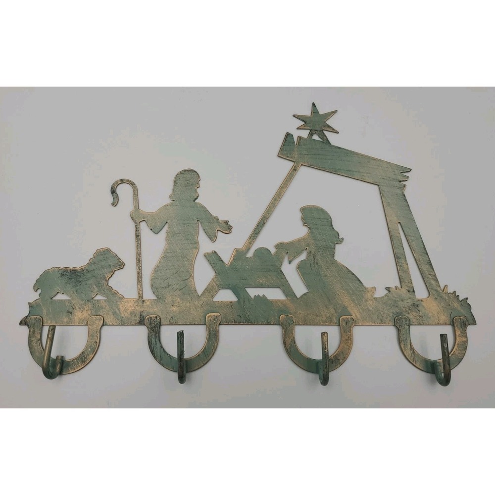 House Of Lloyd Nativity Wall Hooks‎ Faux Patina Metal 11.5" by 7.5" Vintage